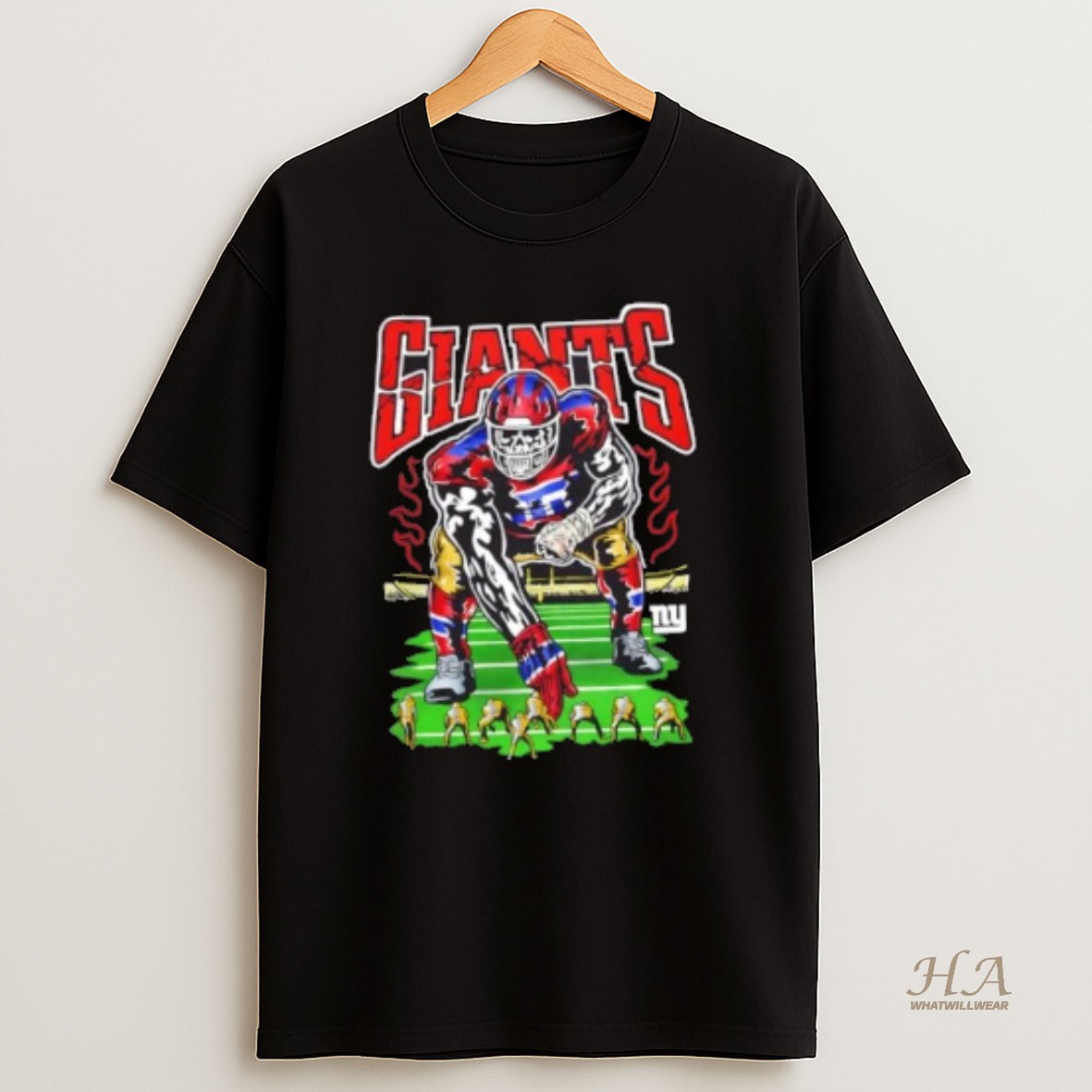 Official New York Giants Stance Football Fire Graphic T Shirt