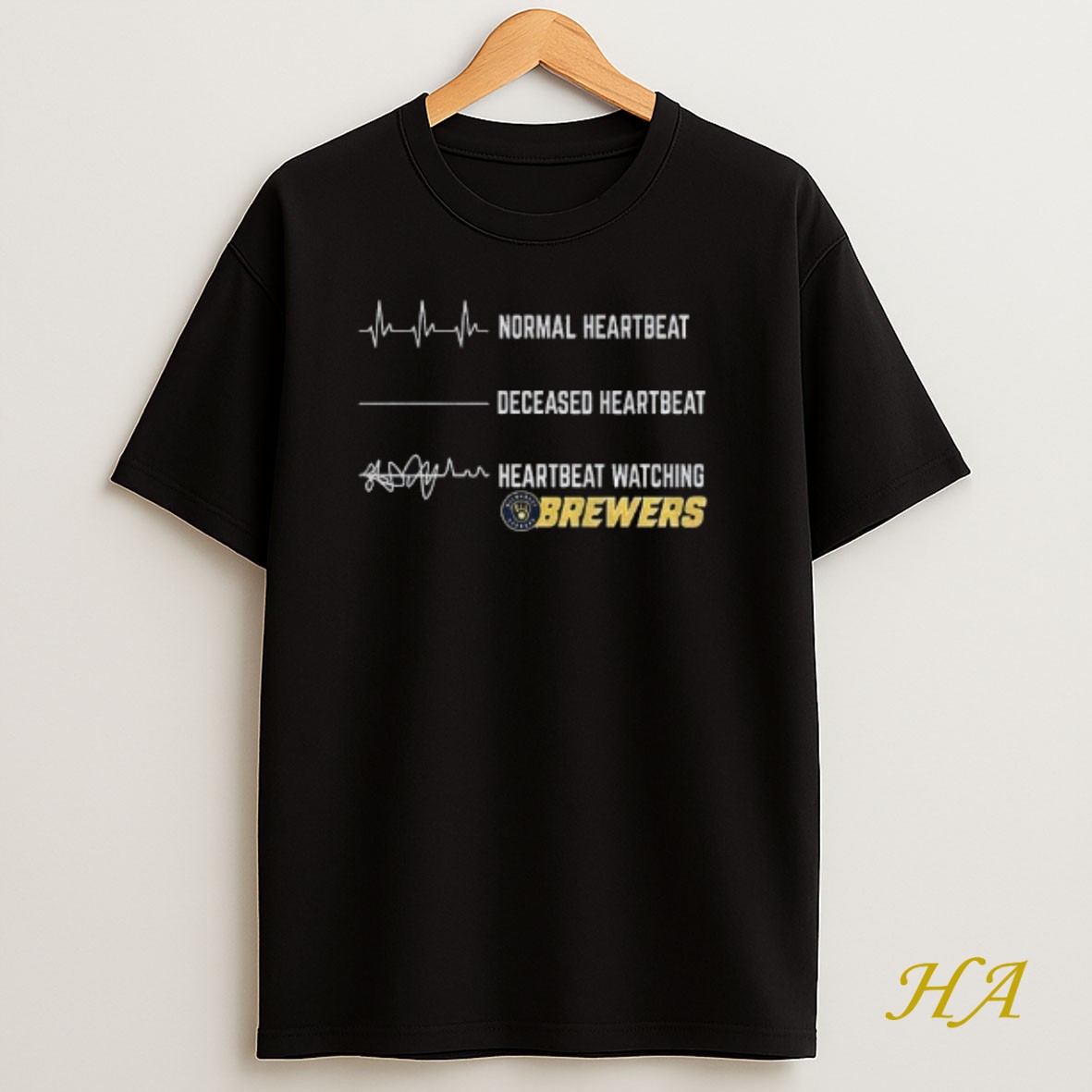 Official Normal Heartbeat And Heartbeat Watching Milwaukee Brewers Mlb Baseball T Shirt