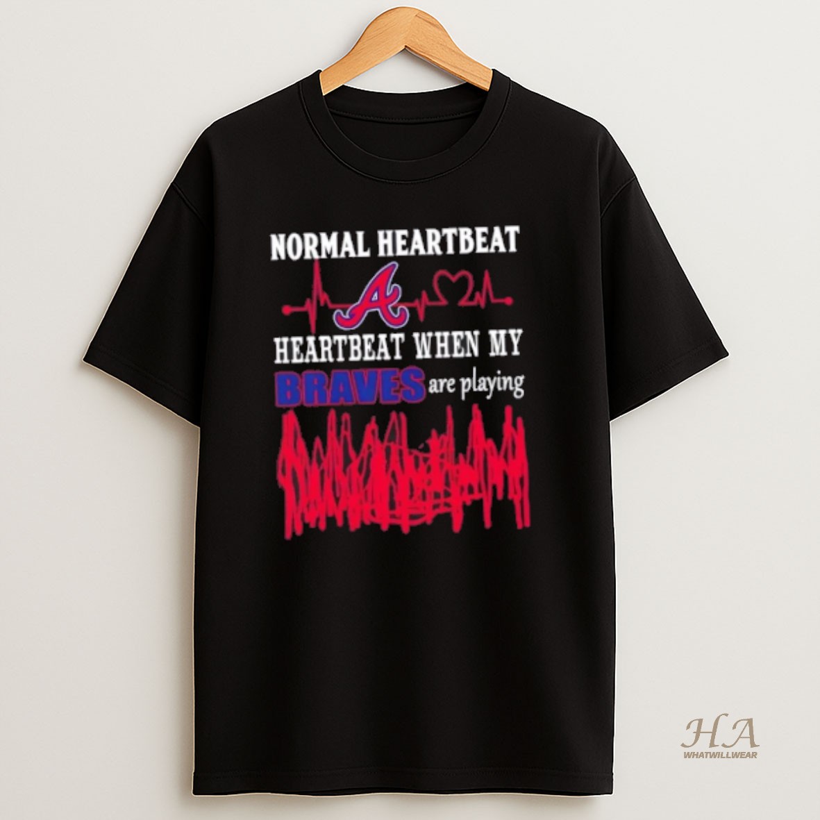 Official Normal Heartbeat Heartbeat When My Atlanta Braves Baseball Are Playing T Shirt