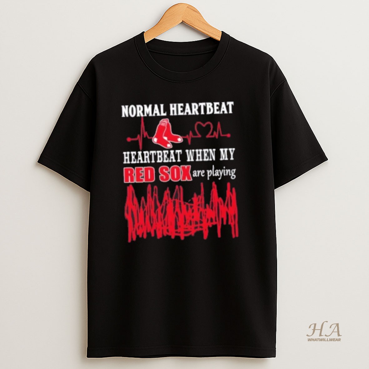 Official Normal Heartbeat Heartbeat When My Boston Red Sox Baseball Are Playing T Shirt