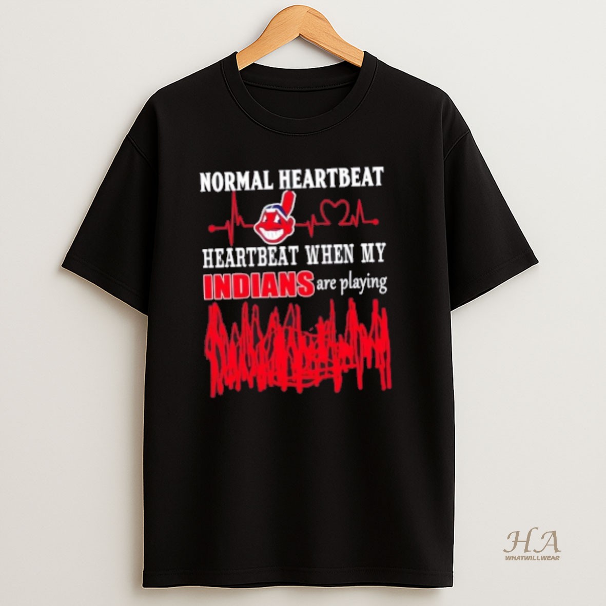 Official Normal Heartbeat Heartbeat When My Cleveland Indians Baseball Are Playing T Shirt