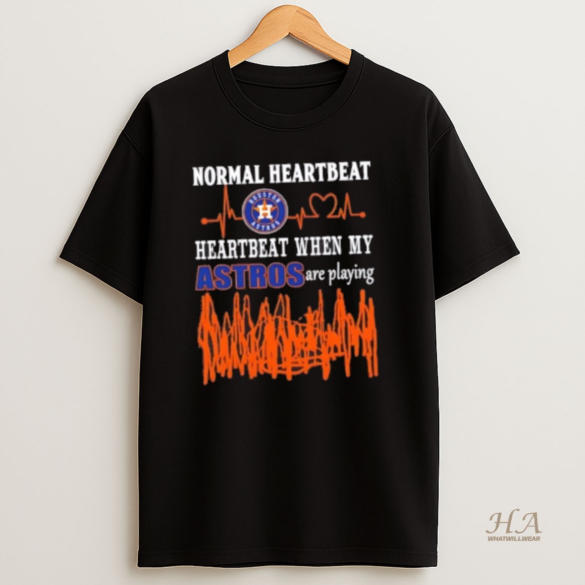 Official Normal Heartbeat Heartbeat When My Houston Astros Baseball Are Playing T Shirt