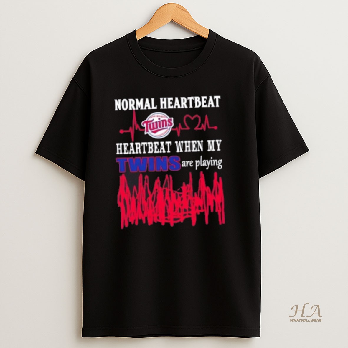 Official Normal Heartbeat Heartbeat When My Minnesota Twins Baseball Are Playing T Shirt