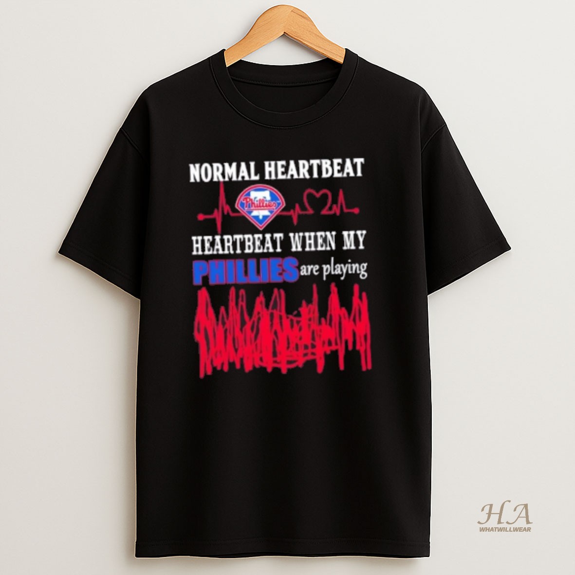 Official Normal Heartbeat Heartbeat When My Philadelphia Phillies Baseball Are Playing T Shirt