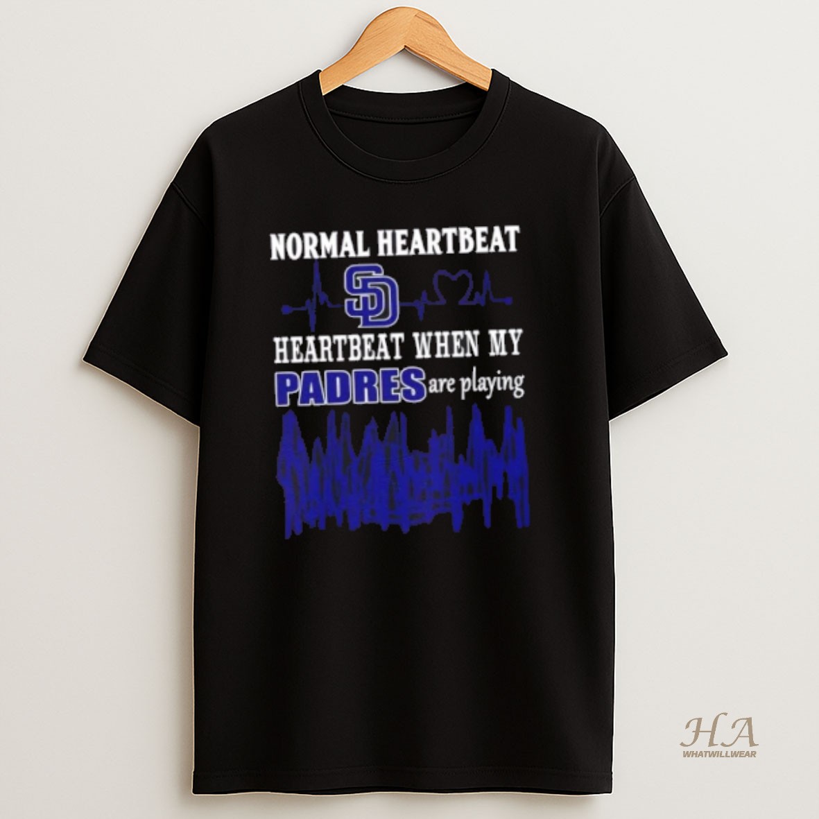 Official Normal Heartbeat Heartbeat When My San Diego Padres Baseball Are Playing T Shirt