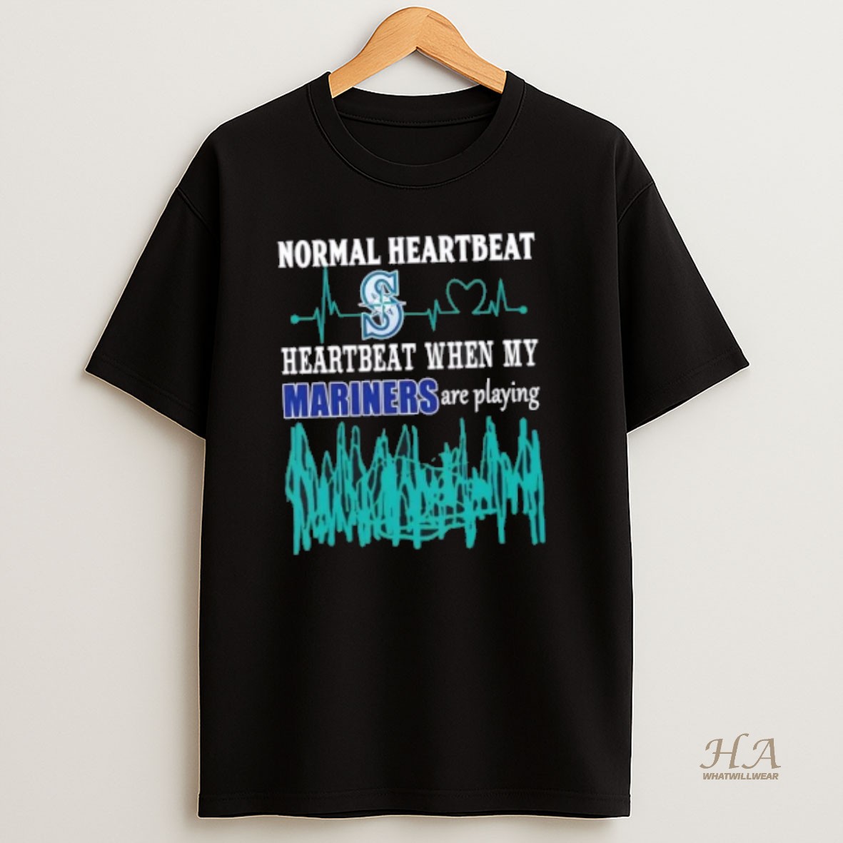 Official Normal Heartbeat Heartbeat When My Seattle Mariners Baseball Are Playing T Shirt