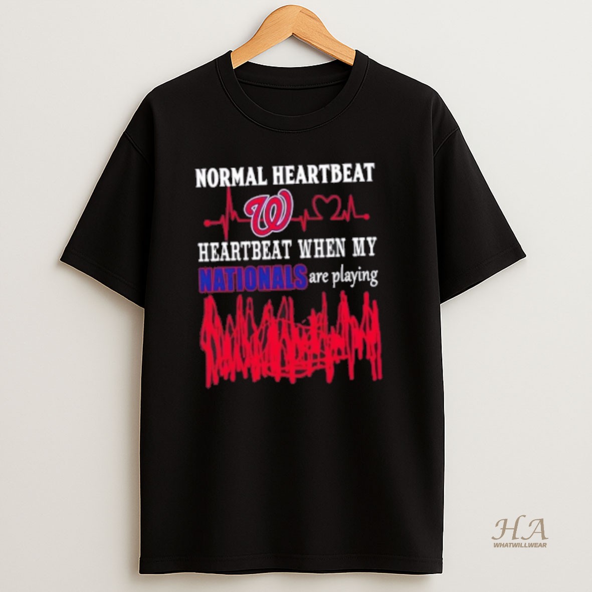 Official Normal Heartbeat Heartbeat When My Washington Nationals Baseball Are Playing T Shirt
