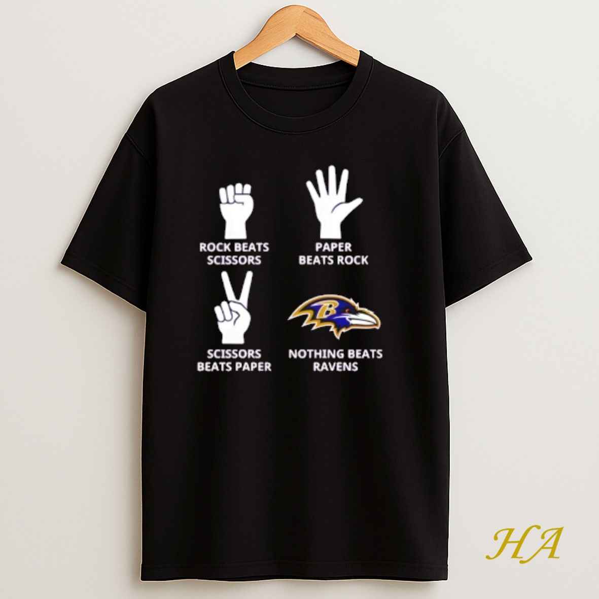 Official Nothing Beats Baltimore Ravens Rock Beats Scissors Paper Beats Rock T Shirt