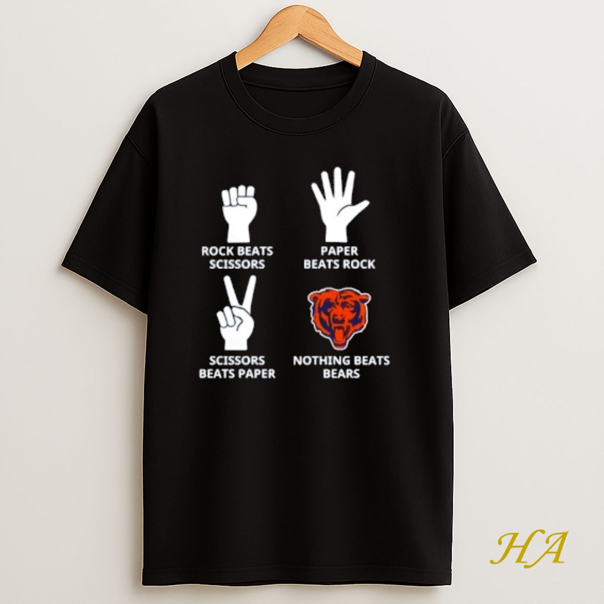 Official Nothing Beats Chicago Bears Rock Beats Scissors Paper Beats Rock T Shirt