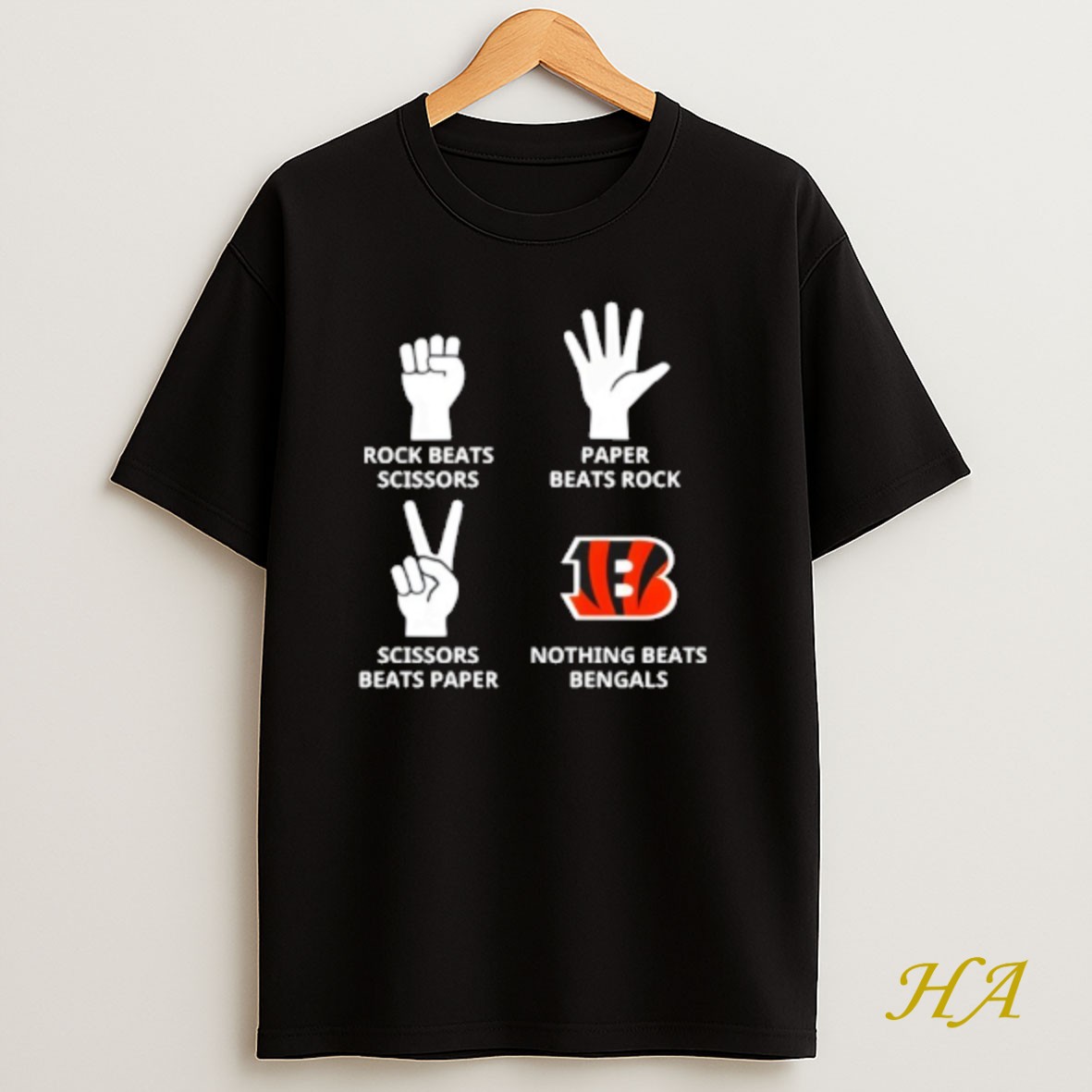 Official Nothing Beats Cincinnati Bengals Rock Beats Scissors Paper Beats Rock T Shirt