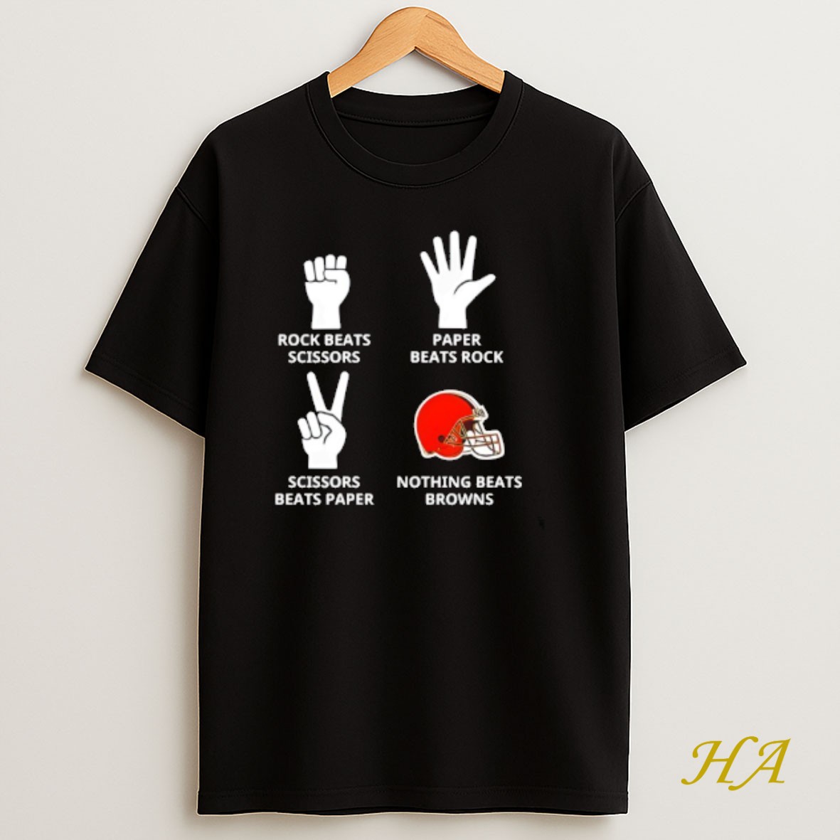 Official Nothing Beats Cleveland Browns Rock Beats Scissors Paper Beats Rock T Shirt