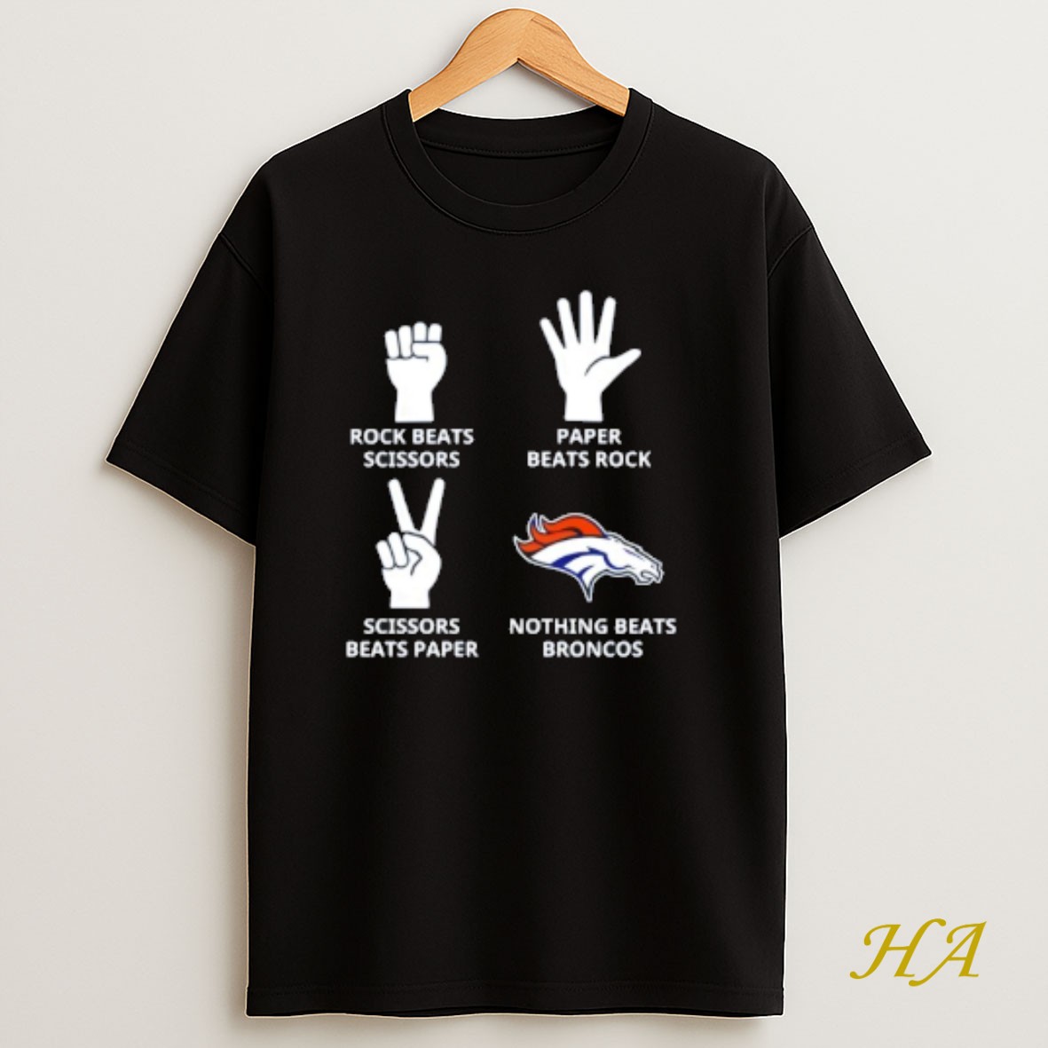 Official Nothing Beats Denver Broncos Rock Beats Scissors Paper Beats Rock T Shirt