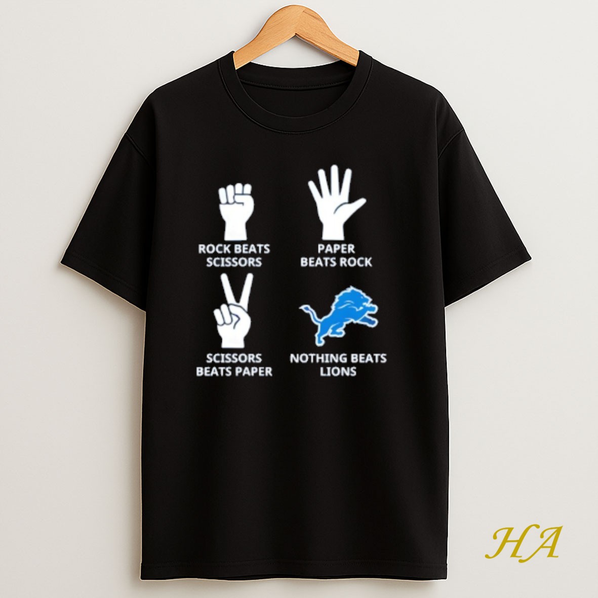 Official Nothing Beats Detroit Lions Rock Beats Scissors Paper Beats Rock T Shirt