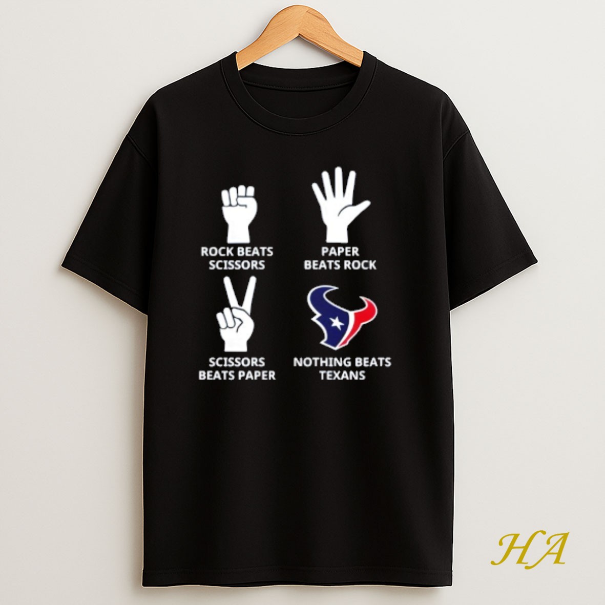 Official Nothing Beats Houston Texans Rock Beats Scissors Paper Beats Rock T Shirt