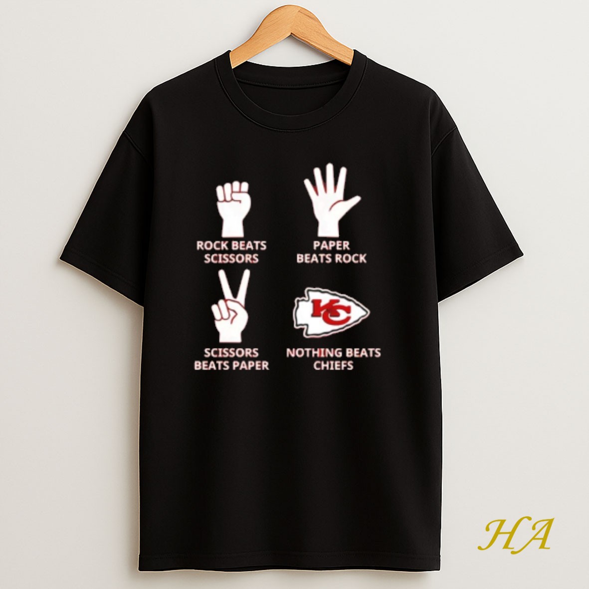 Official Nothing Beats Kansas City Chiefs Rock Beats Scissors Paper Beats Rock T Shirt