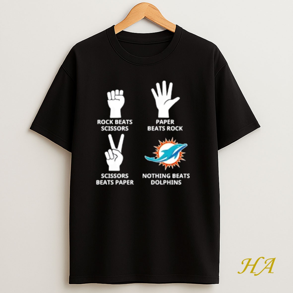 Official Nothing Beats Miami Dolphins Rock Beats Scissors Paper Beats Rock T Shirt