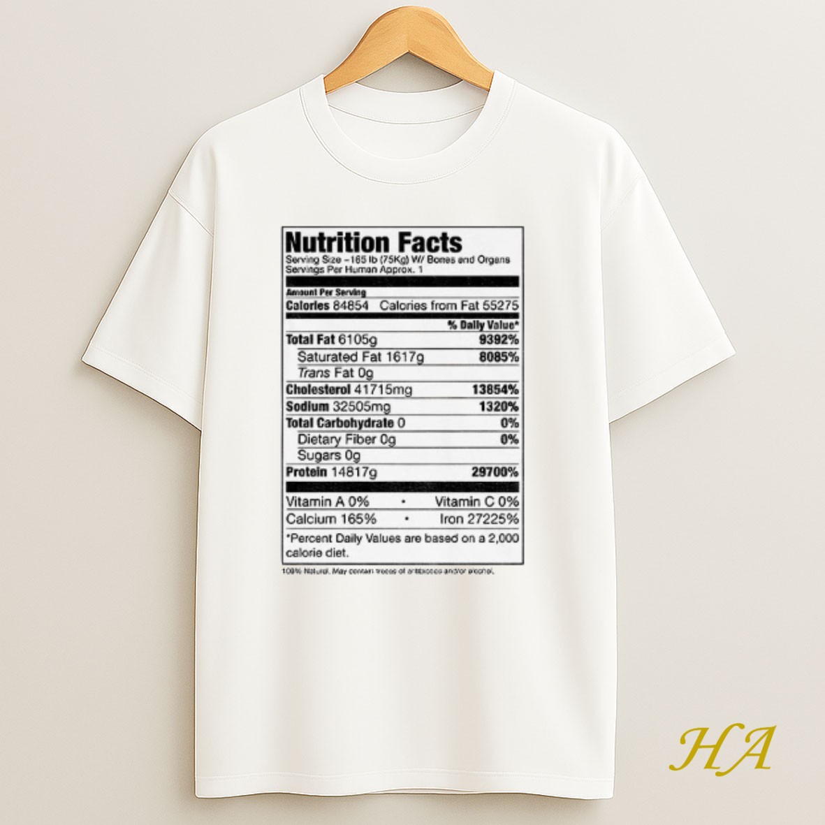 Official Nutrition Facts Amount Per Serving Calories Total Fat Cholesterol Sodium Total Carbohydrate Shirt