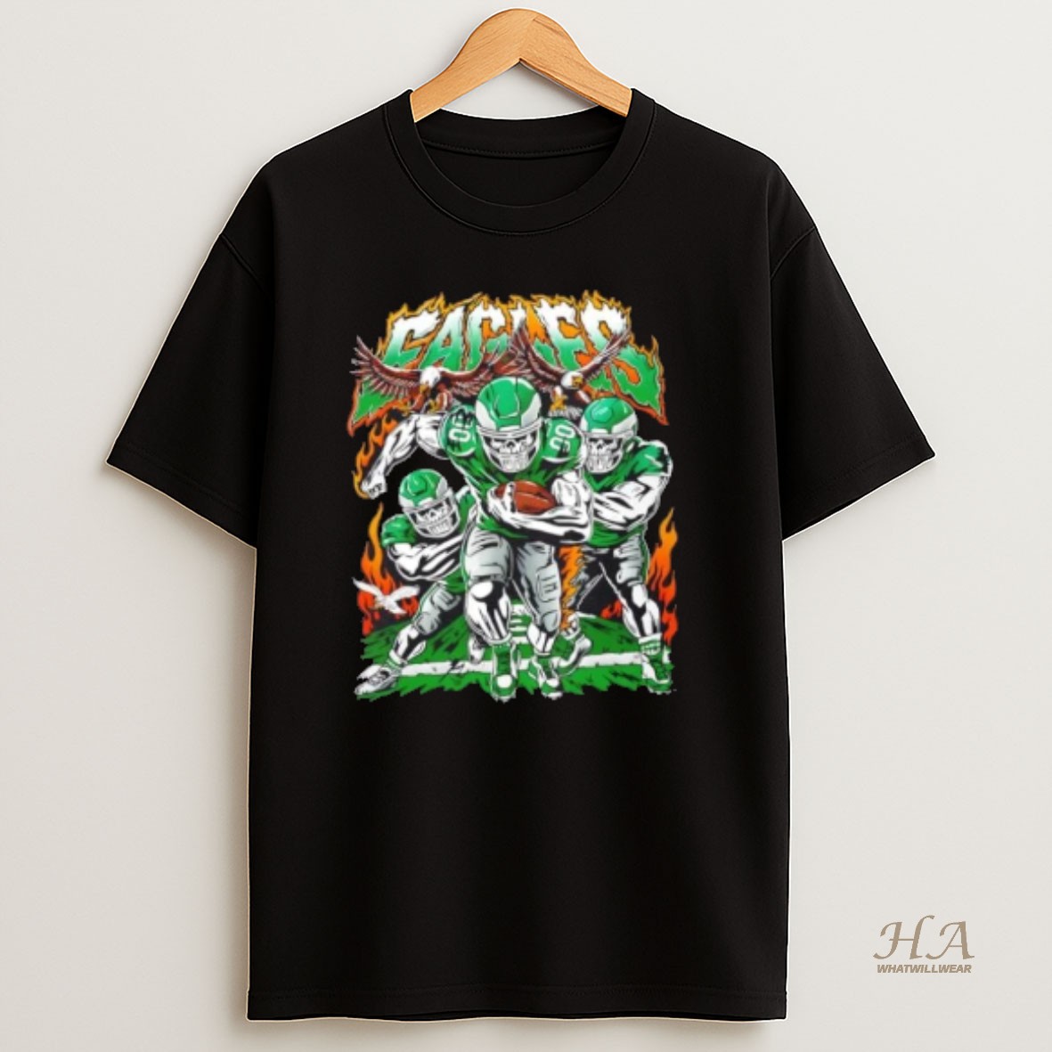 Official Philadelphia Eagles Push Football Fire Graphic T Shirt