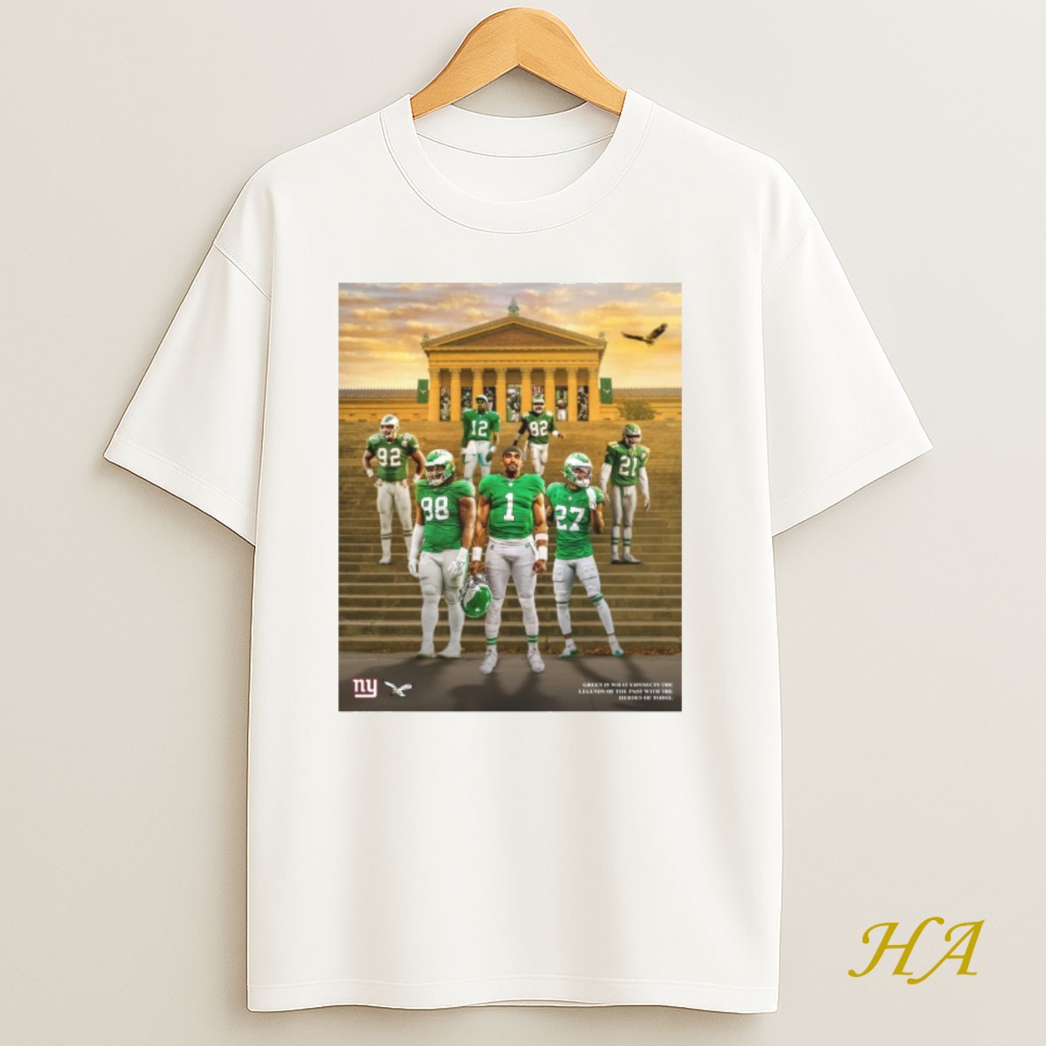 Official Philadelphia Eagles Vs New York Giants Green Is What Connects The Legends Of The Past With The Heroes Of Today Shirt