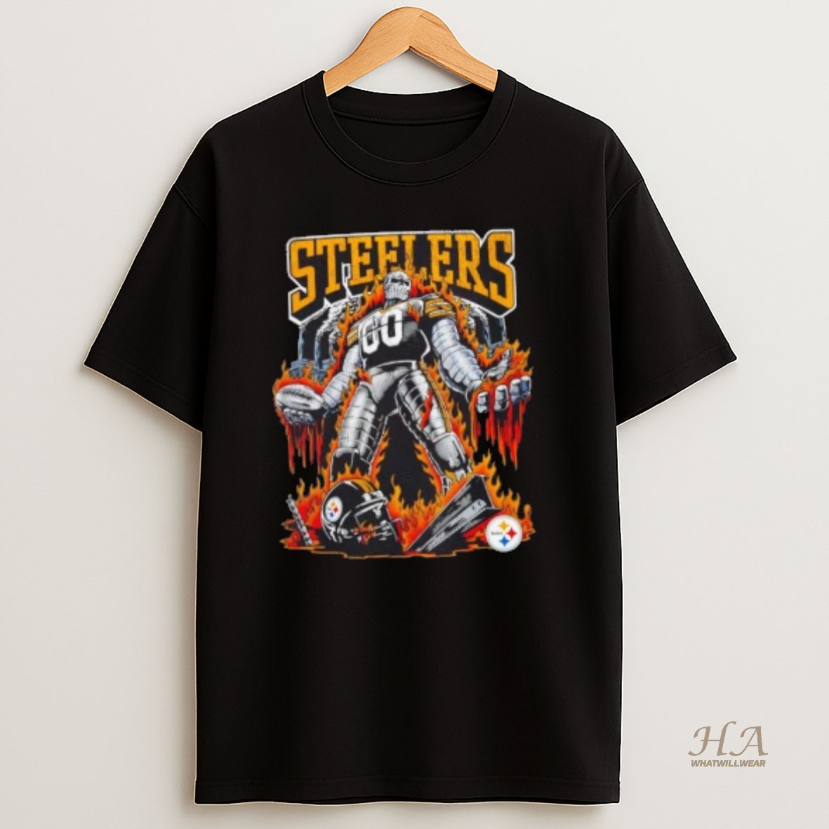 Official Pittsburgh Steelers Forge Football Fire Graphic T Shirt