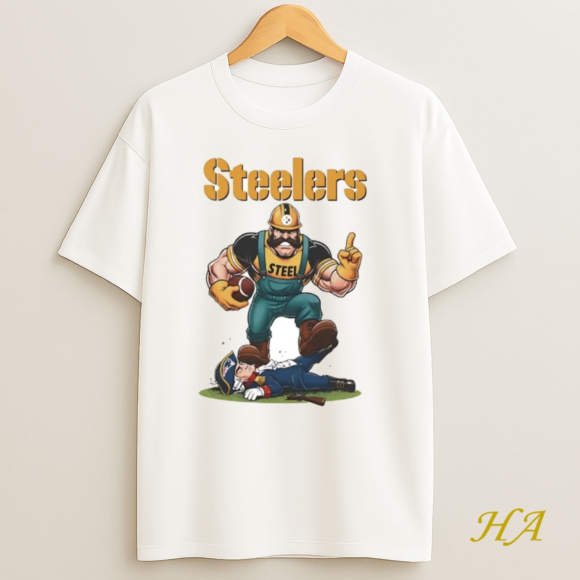 Official Pittsburgh Steelers Tread On New England Patriots Mascot T Shirt