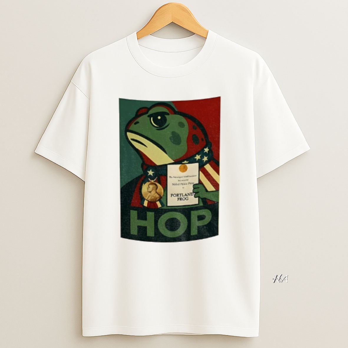 Official Portland Frog Hop Nobel Peace Prize Meme T Shirt