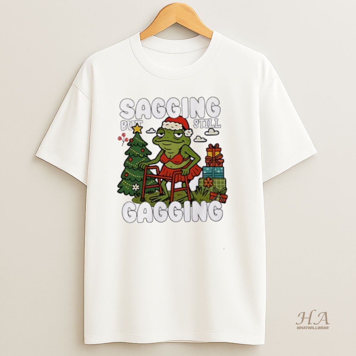 Official Premium Frog Sagging But Still Gagging Christmas T Shirt