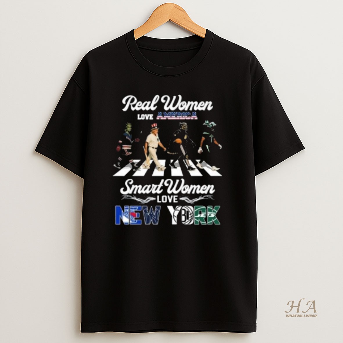 Official Real Women Love America Smart Women Love New York City Sports Rangers Yankees Nets And Jets Mascot Walking 2025 Long Sleve T Shirt