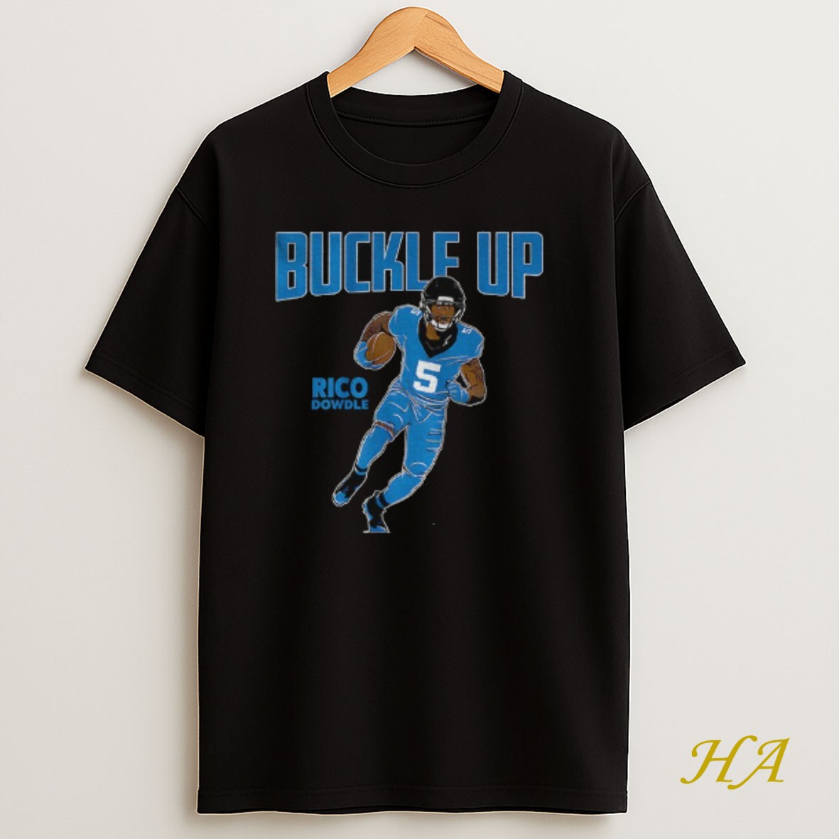 Official Rico Dowdle Cartoon Carolina Panthers Nfl Football Buckle Up T Shirt
