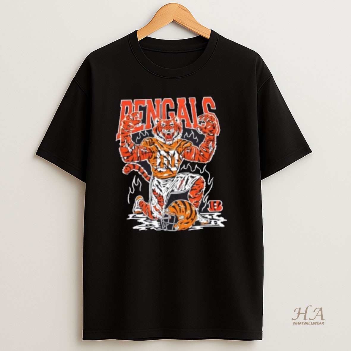 Official Roaring Cincinnati Bengals Football Fire Graphic T Shirt