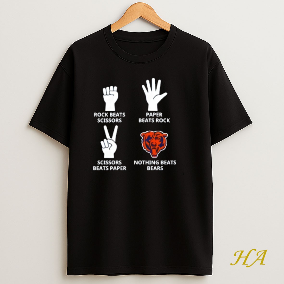 Official Rock Beats Scissors Paper Beats Rock Scissors Beats Paper Nothing Beats Bears Chicago Bears T Shirt