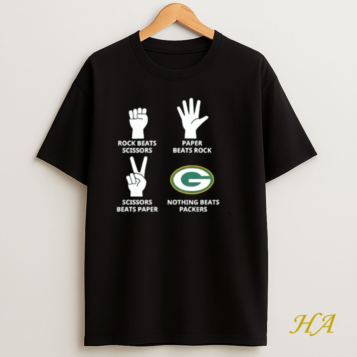 Official Rock Beats Scissors Paper Beats Rock Scissors Beats Paper Nothing Beats Packers Green Bay Packers T Shirt