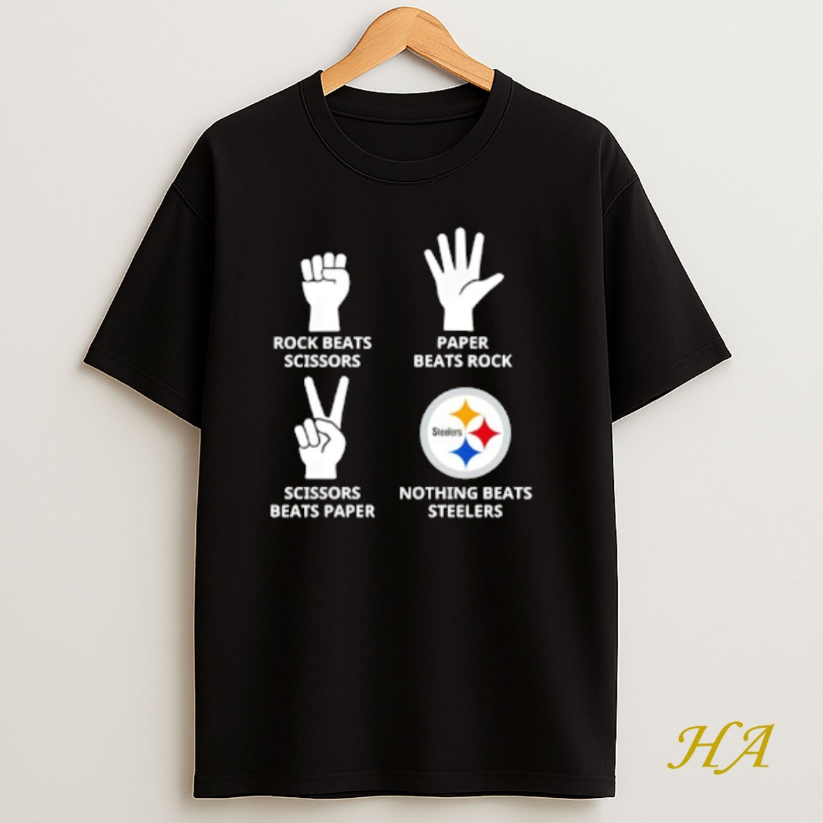 Official Rock Beats Scissors Paper Beats Rock Scissors Beats Paper Nothing Beats Steelers Pittsburgh Steelers T Shirt