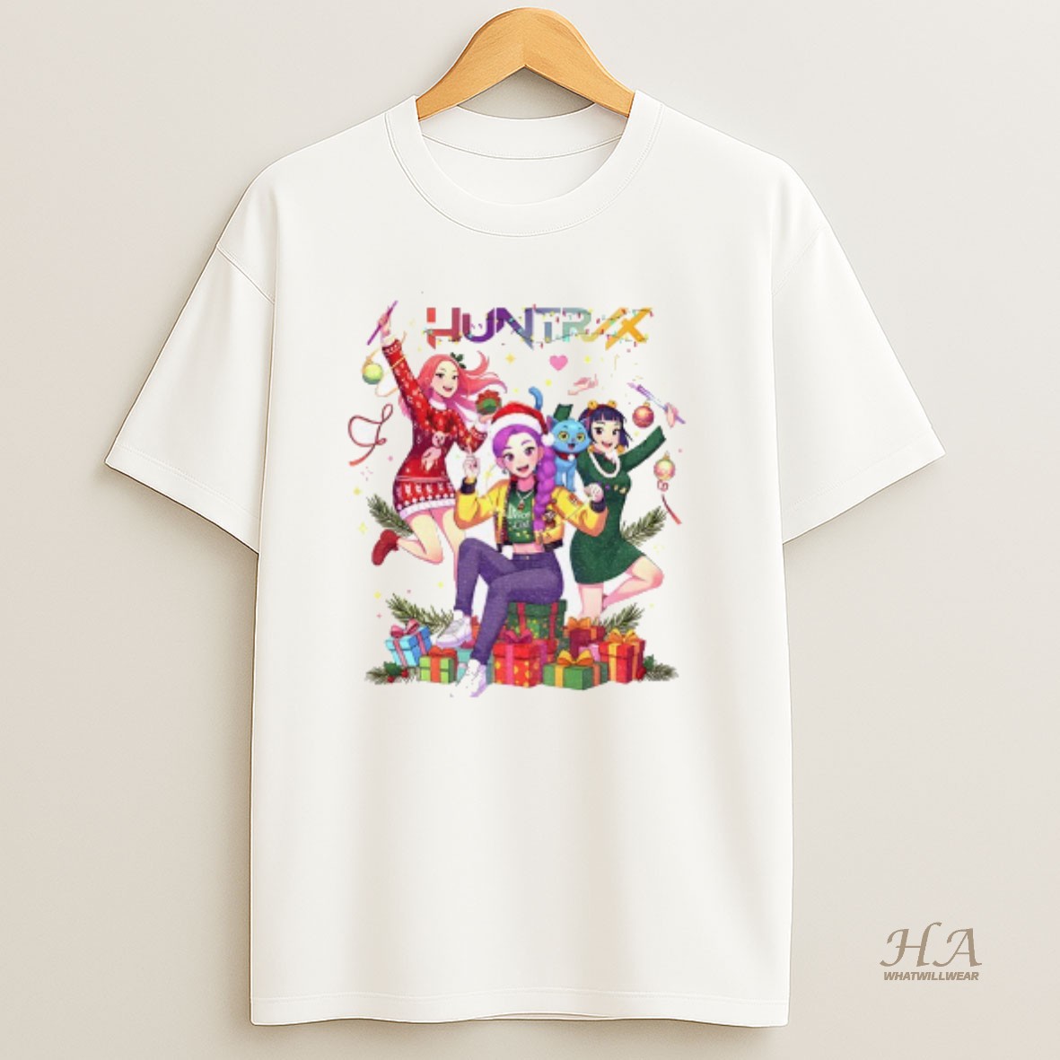 Official Saja Girls Derpy Tiger Kpop Demon Hunters Huntrix Merry Christmas 2025 T Shirt