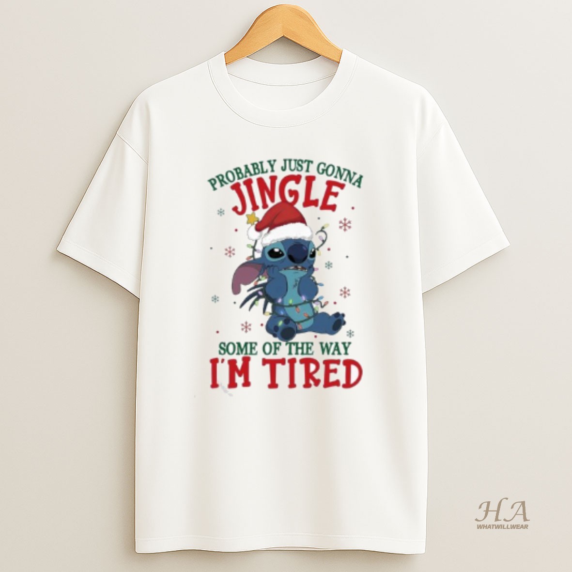 Official Santa Stitch Probably Just Gonna Jingle Some Of The Way Im Tired T Shirt