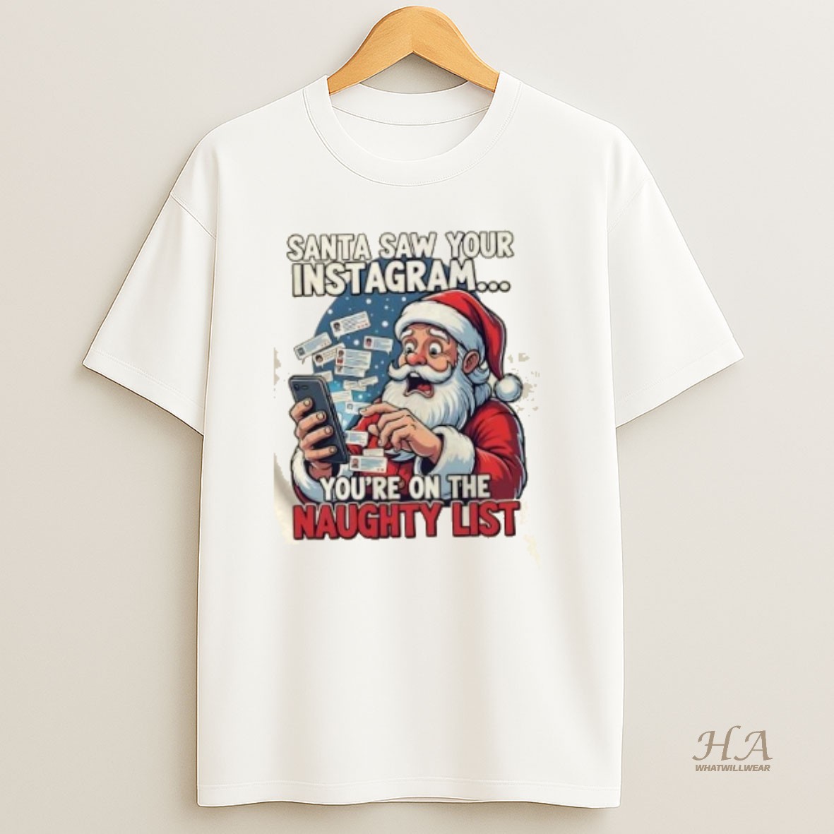 Official Saw Your Instagram Youre On The Naughty List Shirt