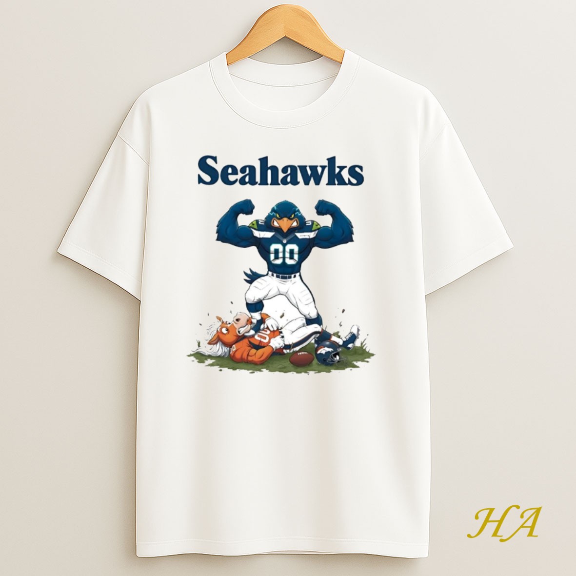 Official Seattle Seahawks Tread On Denver Broncos Mascot T Shirt