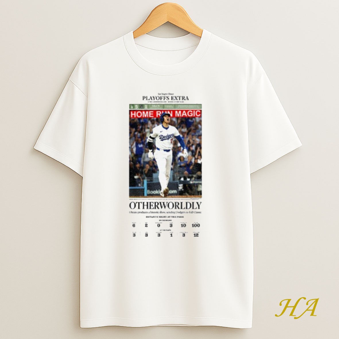 Official Shohei Ohtani 2025 Nlcs Dodgers Newspaper Home Run Magic Shirt