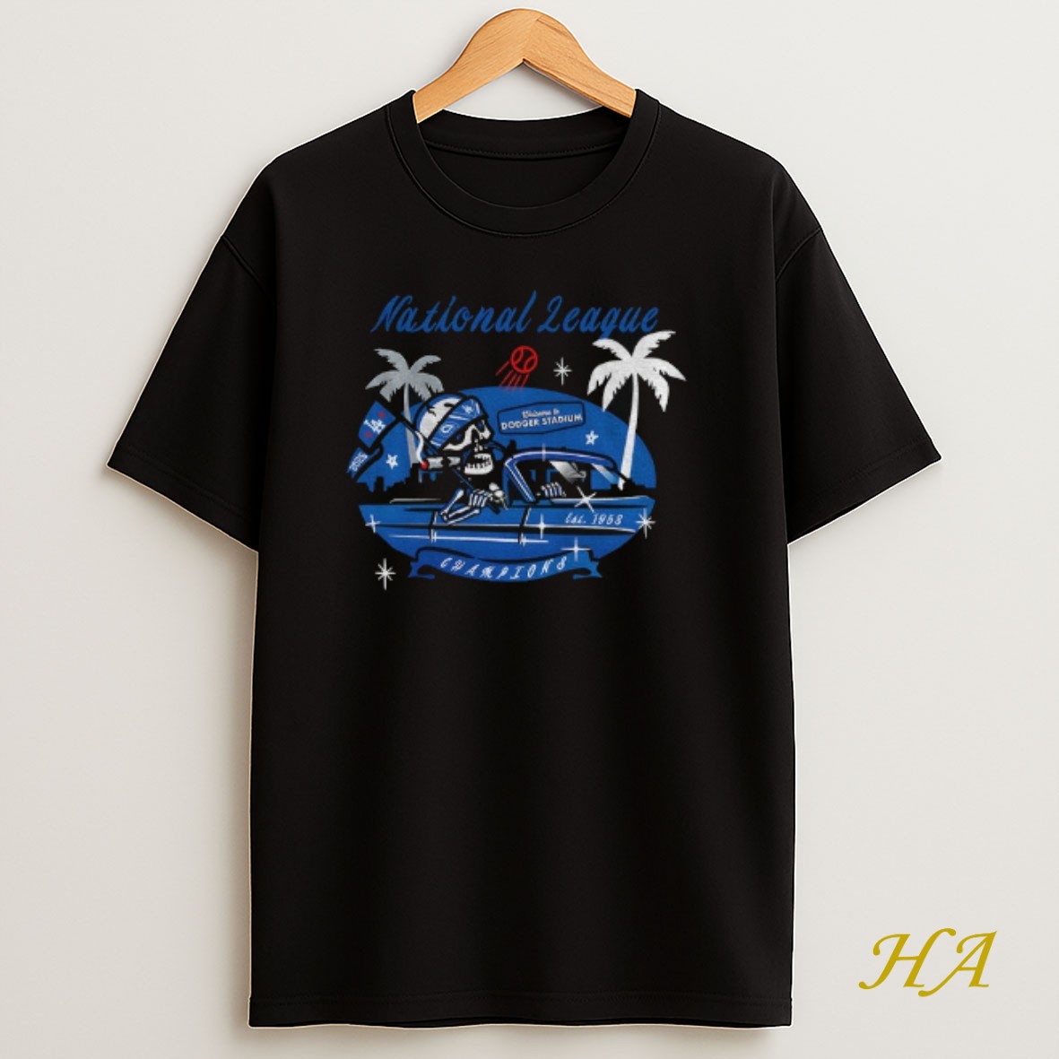 Official Skeleton Fan Los Angeles Dodgers Welcome To Dodgers Stadium National League Est 1958 Champions T Shirt