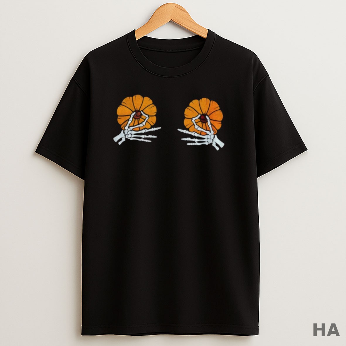 Official Skeleton Hands Pumpkin Halloween T Shirt