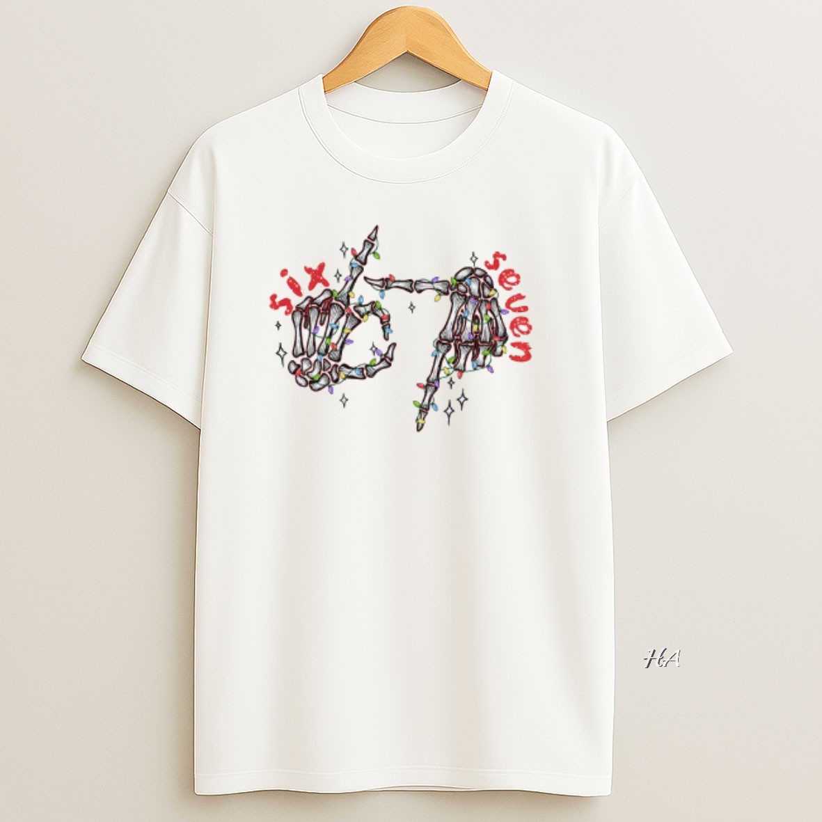 Official Skeleton Hands Six Seven Merry Christmas T Shirt