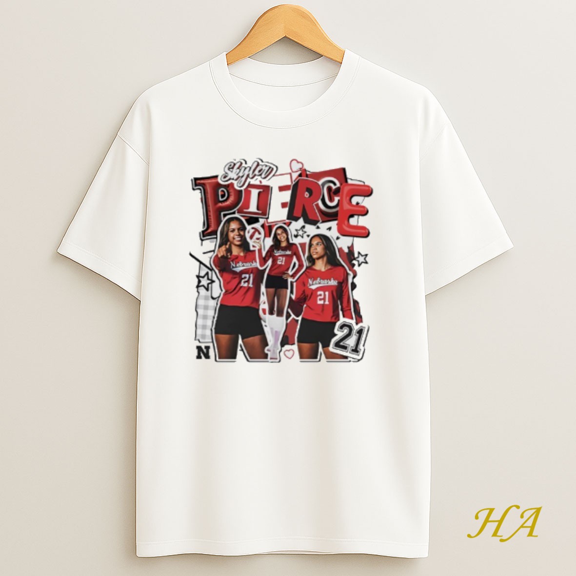 Official Skyler Pierce Nebraska Volleyball Player Collage Graphic Shirt
