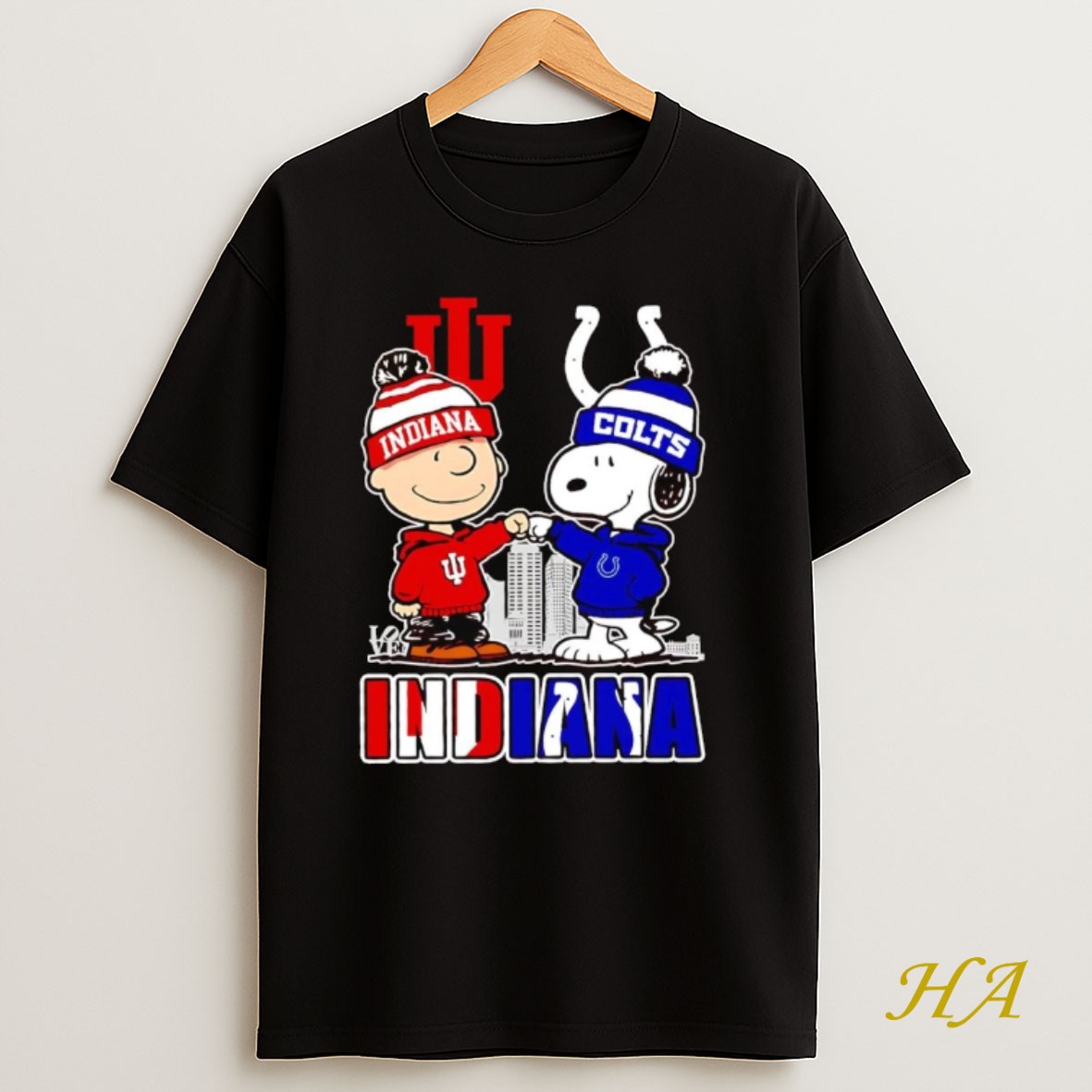 Official Snoopy And Charlie Brown Indiana City Hoosiers And Colts T Shirt