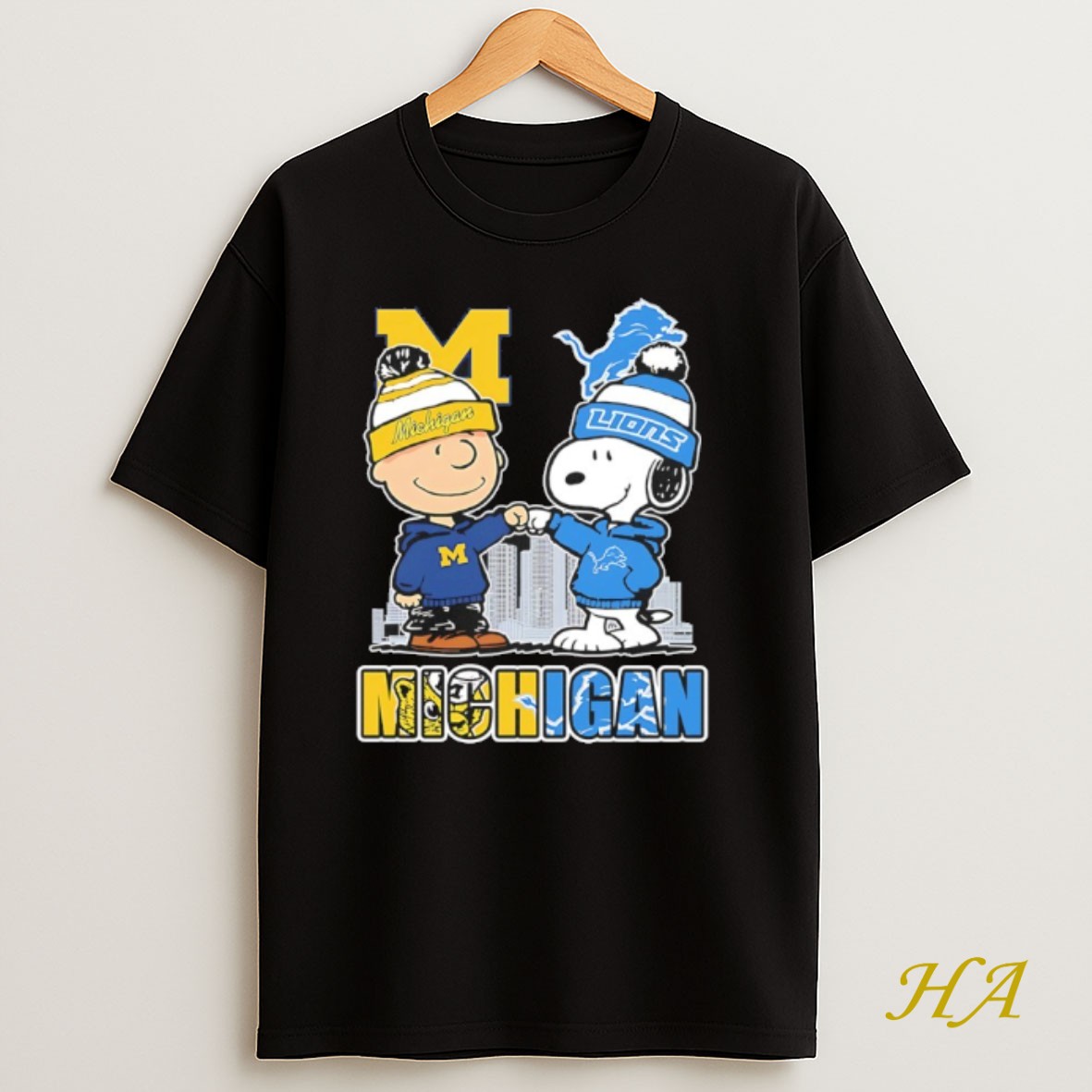 Official Snoopy And Charlie Brown X Michigan Sports Lions And Wolverines Shirt