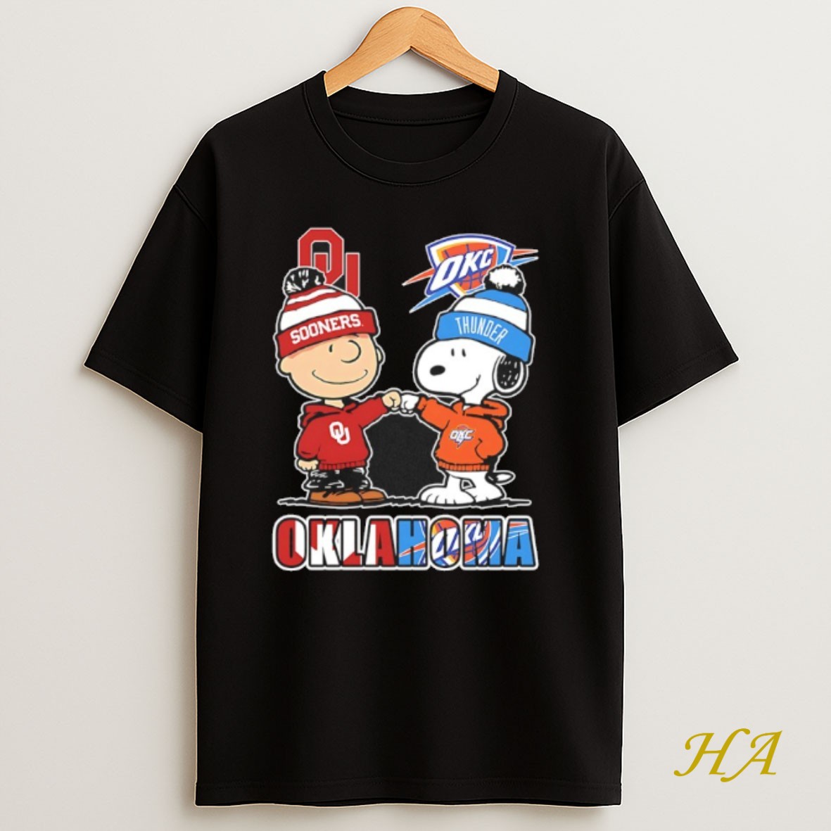 Official Snoopy And Charlie Brown X Oklahoma Sports Thunder And Sooners Shirt