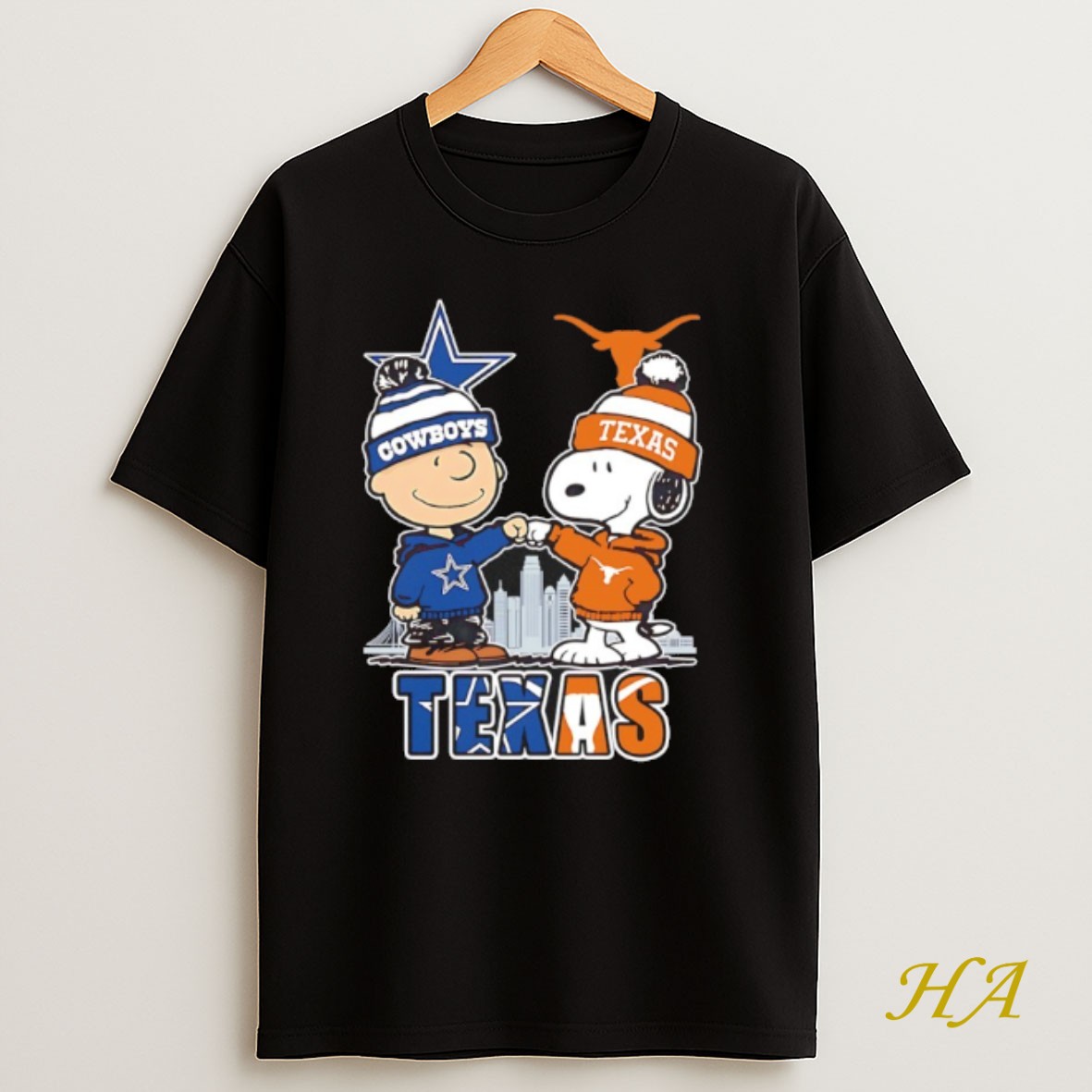 Official Snoopy And Charlie Brown X Texas Sports Cowboys And Longhorn Shirt