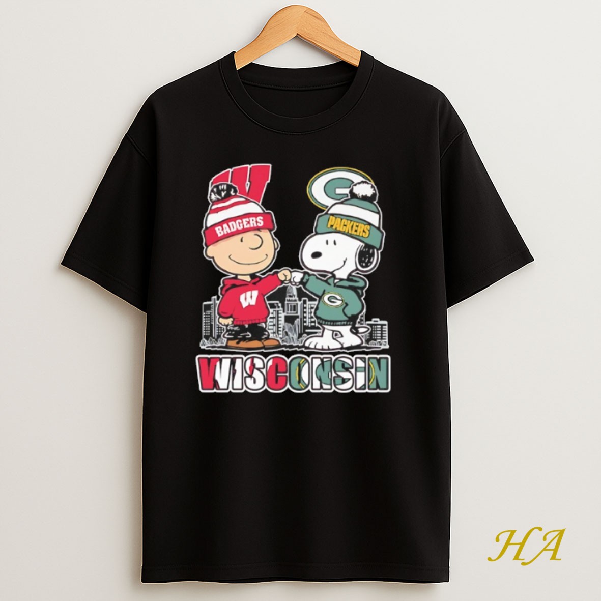 Official Snoopy And Charlie Brown X Wisconsin Sports Packers And Badgers Shirt