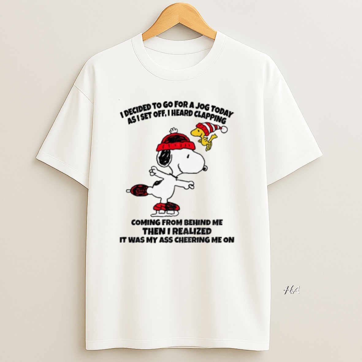 Official Snoopy And Woodstock I Decided To Go For A Jog Today As I Set Off I Heard Clapping Christmas T Shirt