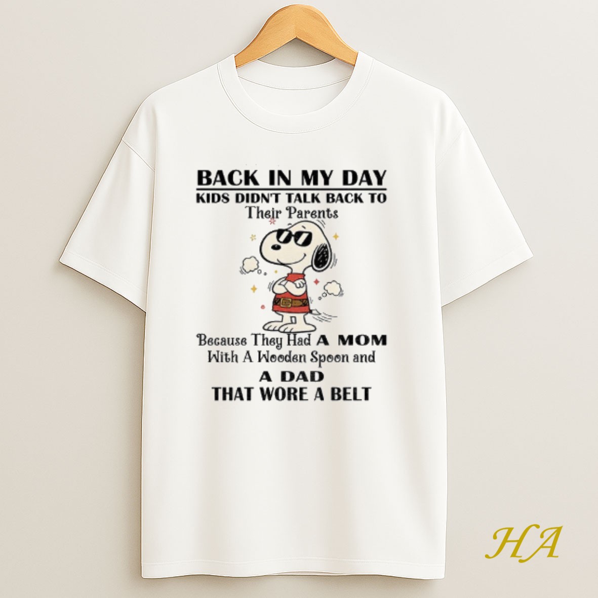 Official Snoopy Back In My Day Kids Didnt Talk Back To Their Parents Because They Had A Mom With A Wooden Spoon T Shirt