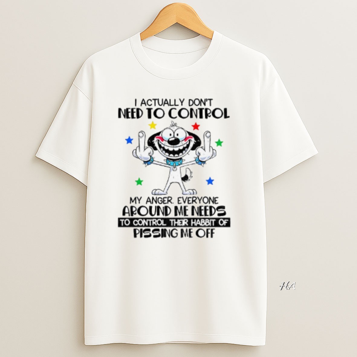 Official Snoopy Middle Finger I Actually Dont Need To Control My Anger Everyone Around Me Needs T Shirt